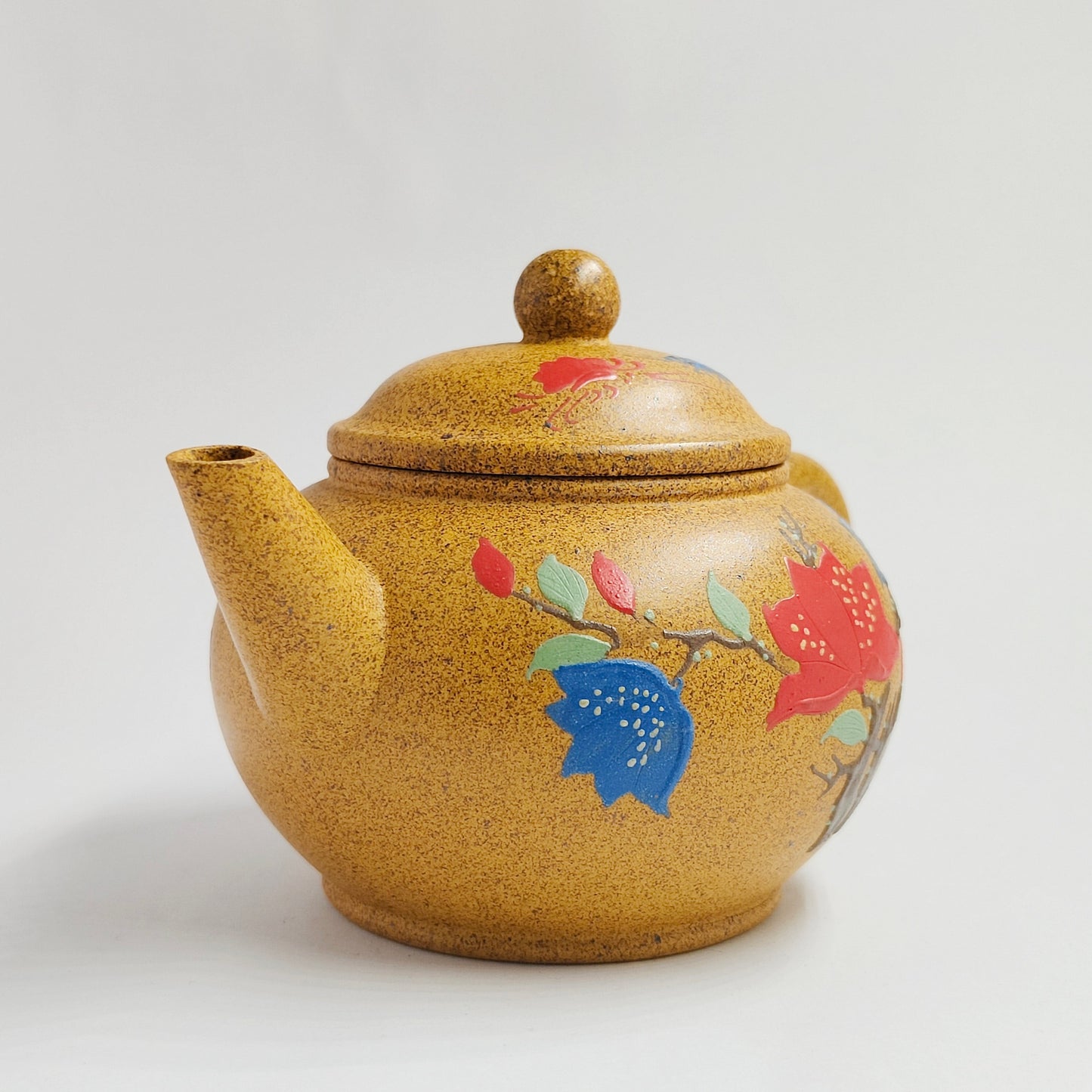 Duan Ni Teapot with Colorful Flowers in Bloom in Shuiping Shape