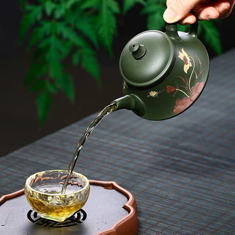 He Xiang Yu Li Zisha Pot Handmade Yixing Raw Ore Green Mud Bamboo Festival