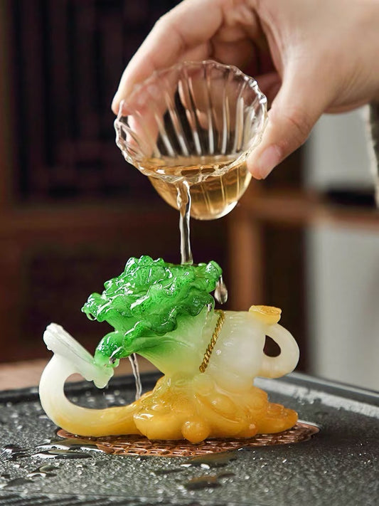Simulation of cabbage tea pet ornaments can change color