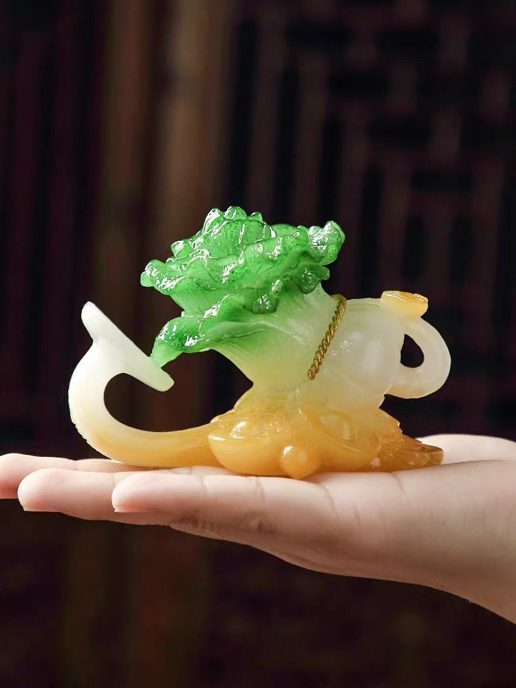 Simulation of cabbage tea pet ornaments can change color