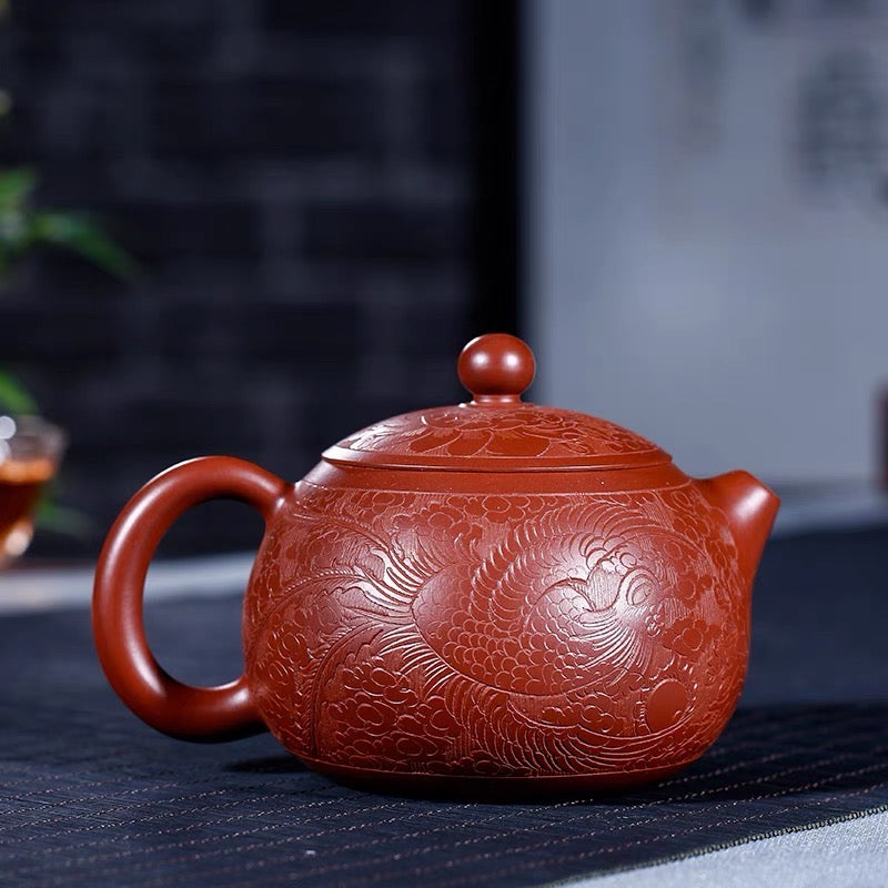 Yixing red porcelain raw mine Dahongpao hand-carved Longfeng Chengxiang Xishihu