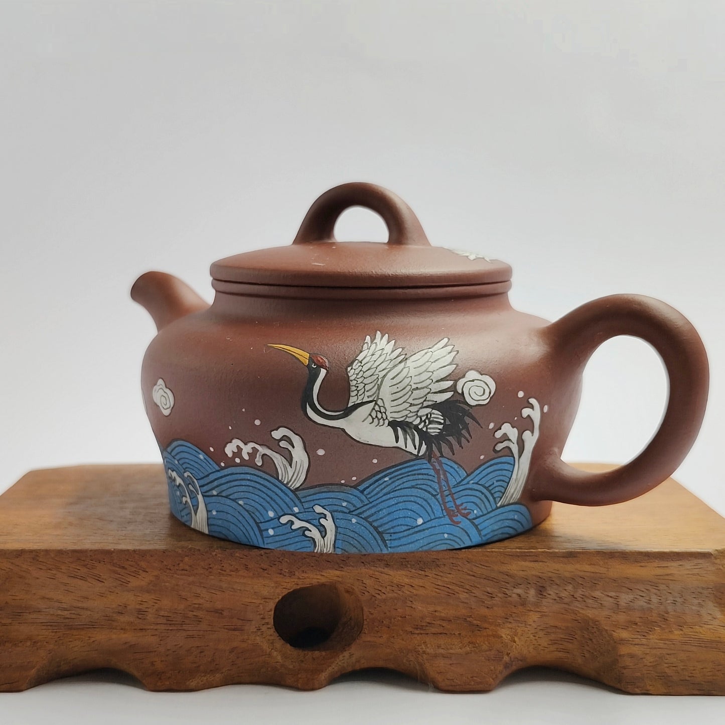 Master Yin Jiaji handmade red skin dragon mud painted mirror tile