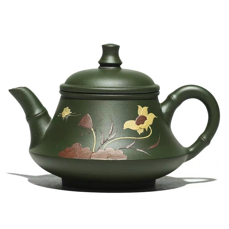He Xiang Yu Li Zisha Pot Handmade Yixing Raw Ore Green Mud Bamboo Festival