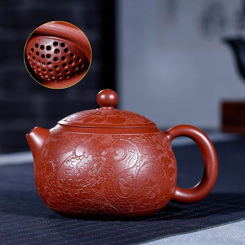 Yixing red porcelain raw mine Dahongpao hand-carved Longfeng Chengxiang Xishihu