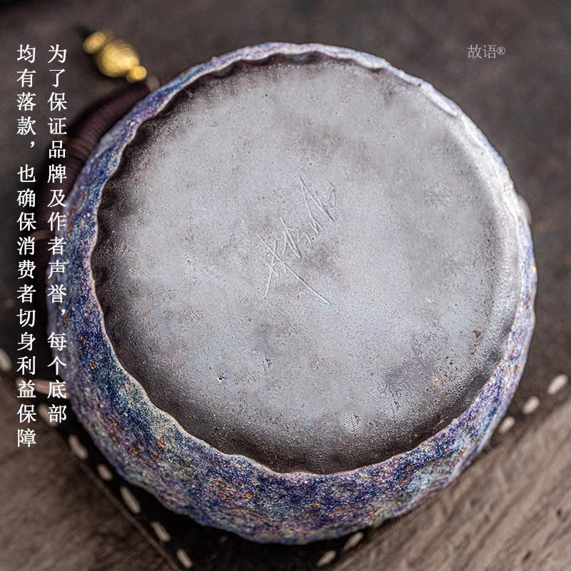 Master Lin Peifu handmade rock and mineral teapot and beam lifting pot.