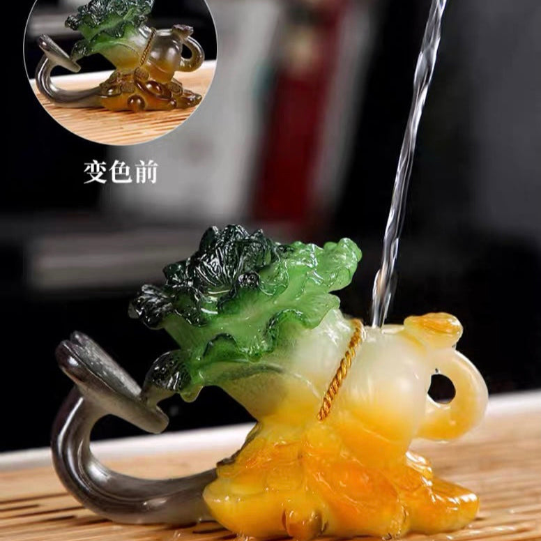 Simulation of cabbage tea pet ornaments can change color