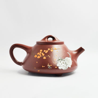 Shipiao Teapot with a Cat Frolicking Among Plum Blossoms
