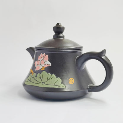 Ink-toned Teapot with Lotus Breeze and Zen Charm