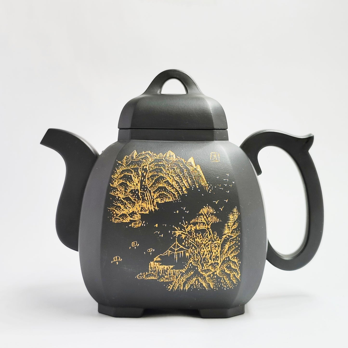 Black Gold Landscape Shui Ling Yun Teapot