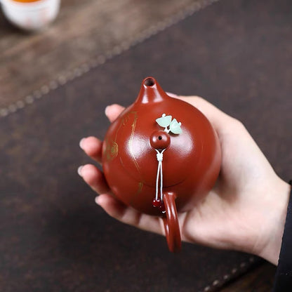 Yixing zishahu raw ore Zou Pi Zhu Mud is hand painted with golden lotus and dragon eggs