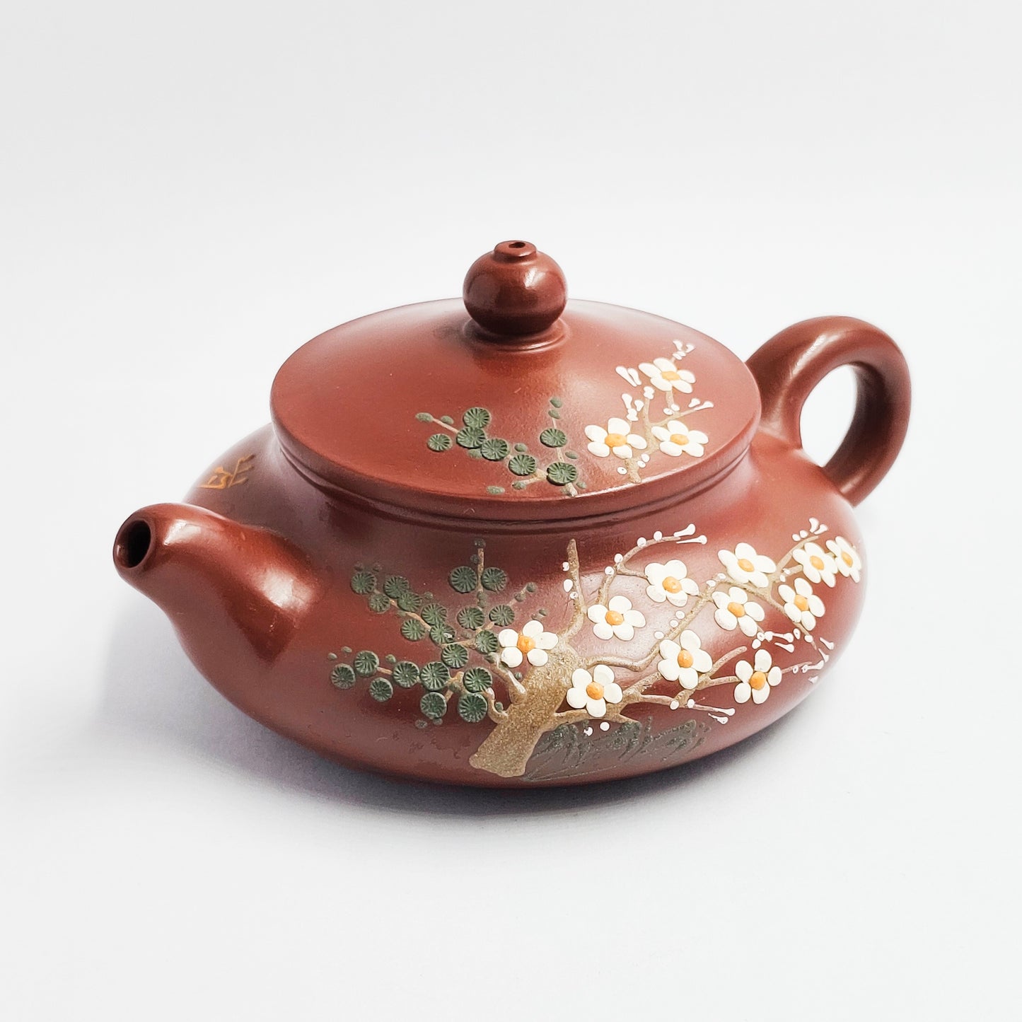Red Zisha Fanggu Teapot-Plum Blossom's Lingering Shadow and Subtle Fragrance