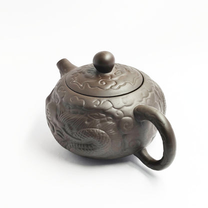 Black Sand with Dragon Motif Xishi Teapot