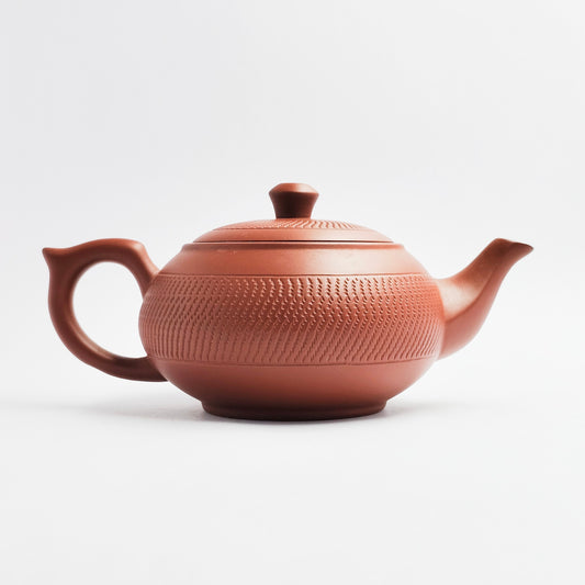Zhuni Clay Teapot with Brocade Pattern Flat Belly Style