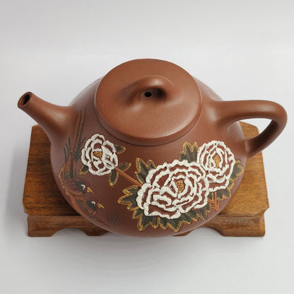 Zhou Wei Wang master handmade Shi Piao Peony teapot