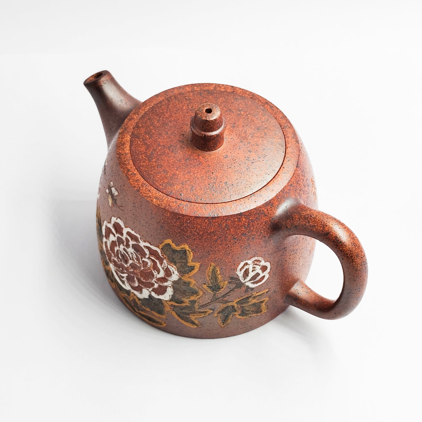 Zhou Wei Wang master handmade Peony teapot
