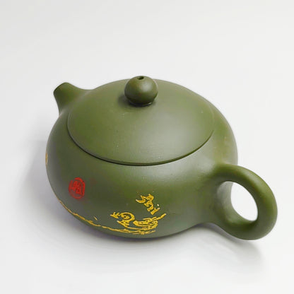 Emerald Branch and Spirited Bird Elegant Charm Teapot