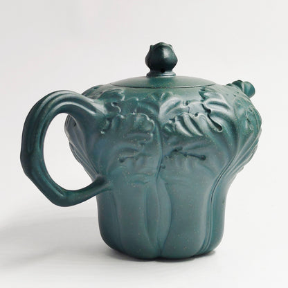 Green Clay Cabbage Floral Rhombus Teapot