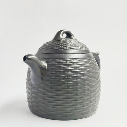 Ink-colored Woven Texture Teapot with Ancient Elegance