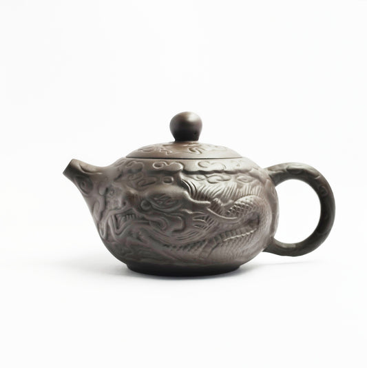 Black Sand with Dragon Motif Xishi Teapot