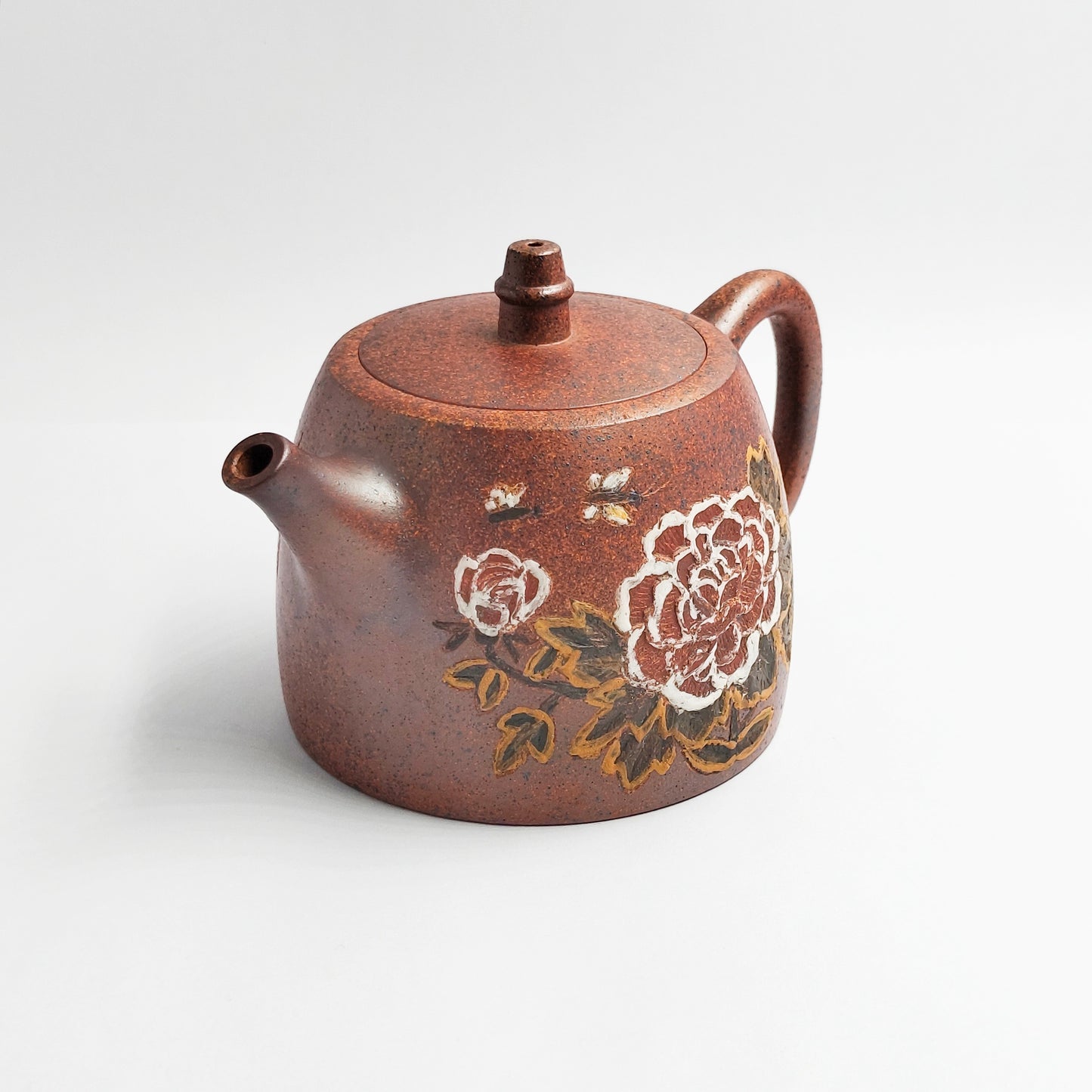 Zhou Wei Wang master handmade Peony teapot