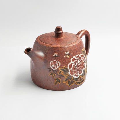 Zhou Wei Wang master handmade Peony teapot