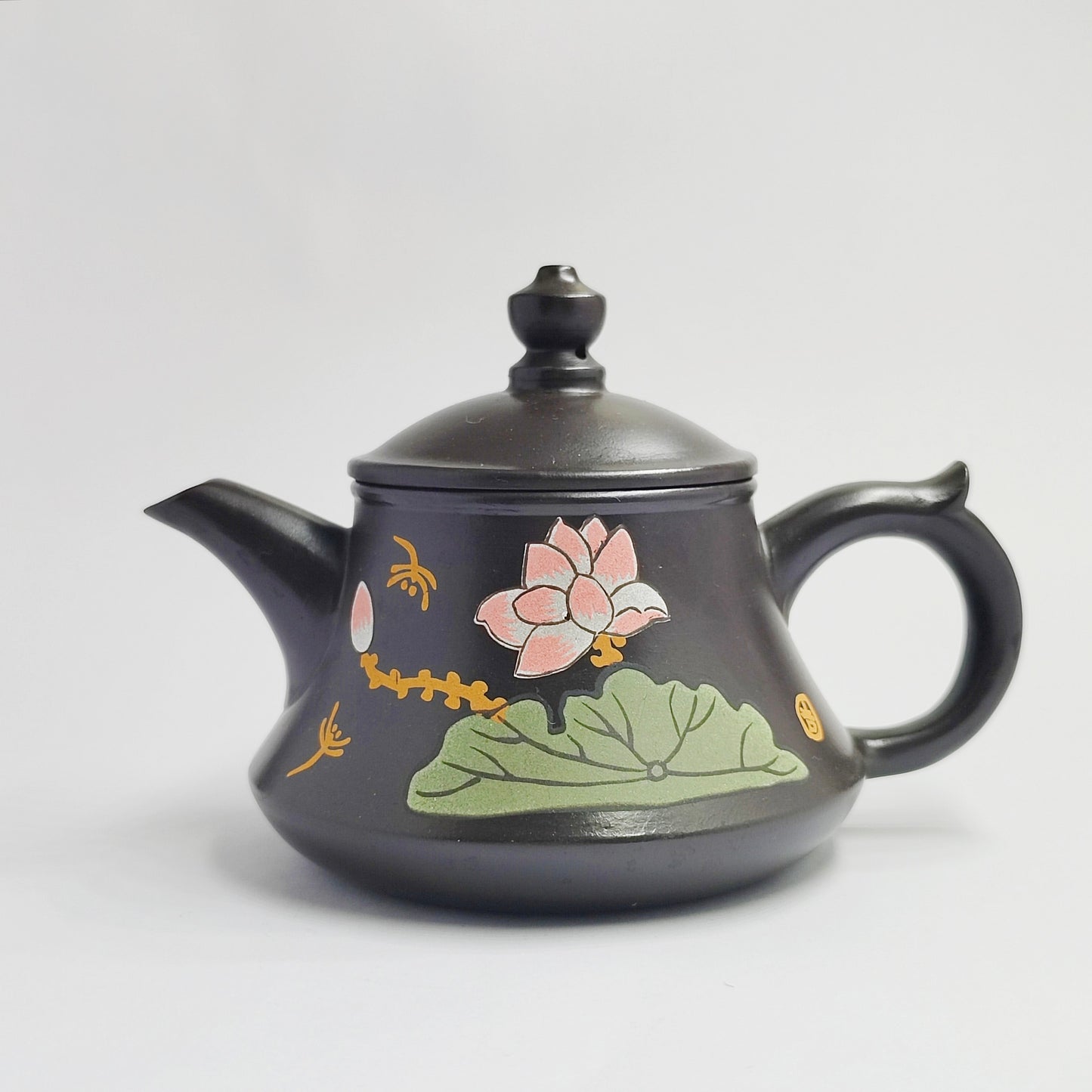 Ink-toned Teapot with Lotus Breeze and Zen Charm
