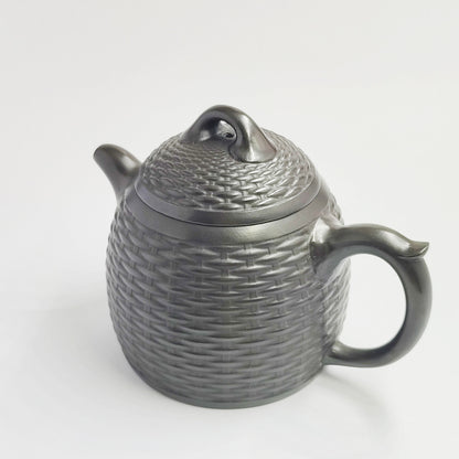 Ink-colored Woven Texture Teapot with Ancient Elegance