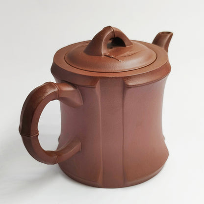 Purple Clay Bamboo Joint Square Bell Teapot
