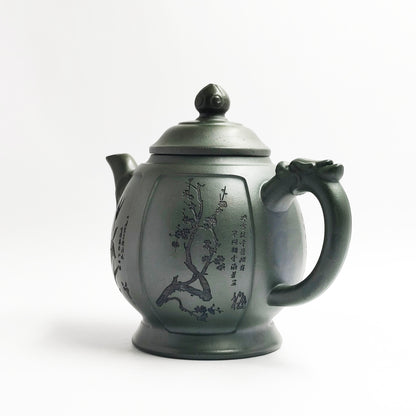 Hexagonal Palace Lantern Teapot in Dark Green Zisha Clay