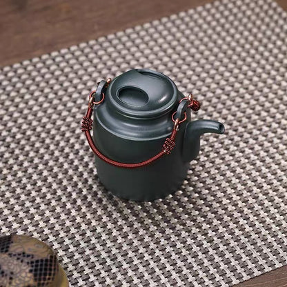 Pure handmade teapot Yixing raw ore green mud painting sketch Niugaiyang barrel pot