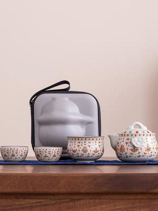 Ruyao Hand-grabbed Pot Cover Bowl Enamel Twisted Lotus Travel Suit