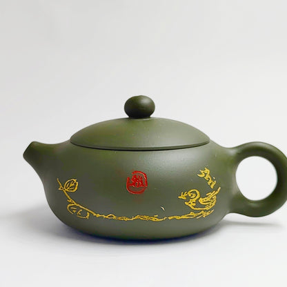 Emerald Branch and Spirited Bird Elegant Charm Teapot