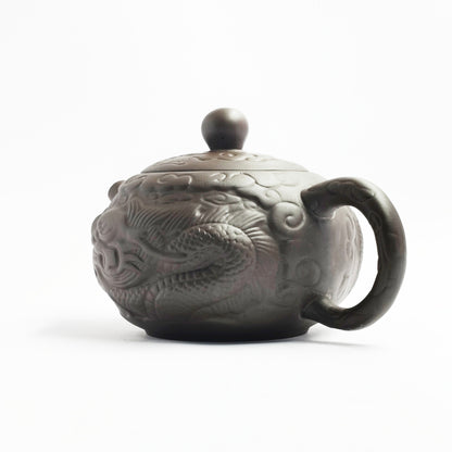 Black Sand with Dragon Motif Xishi Teapot