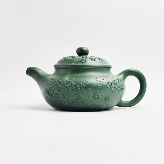 Cyan-Glaze Winter Plum Teapot