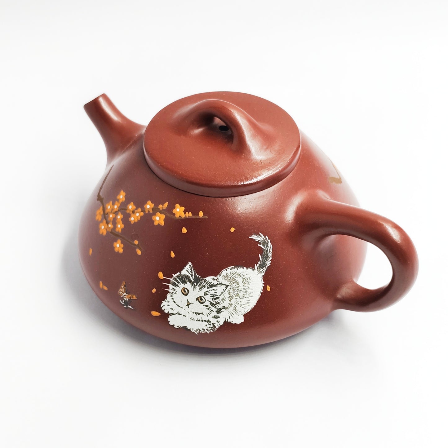 Shipiao Teapot with a Cat Frolicking Among Plum Blossoms