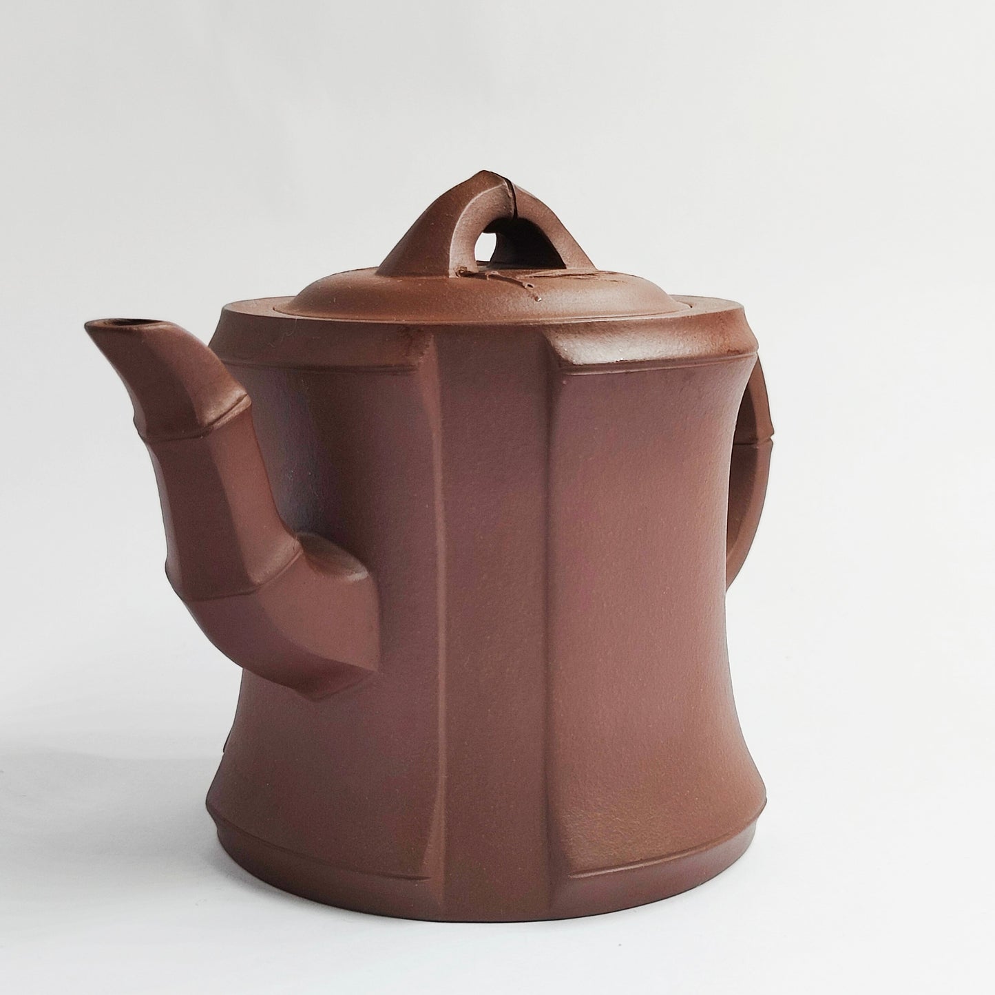 Purple Clay Bamboo Joint Square Bell Teapot