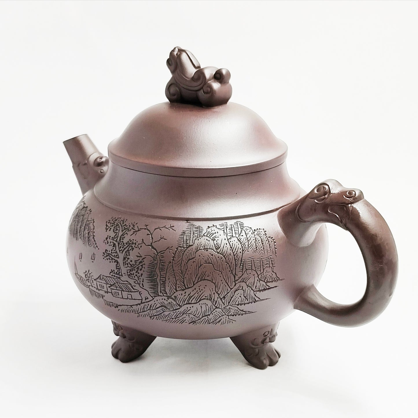 Auspicious Beast Landscape Tripod Teapot