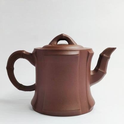 Purple Clay Bamboo Joint Square Bell Teapot