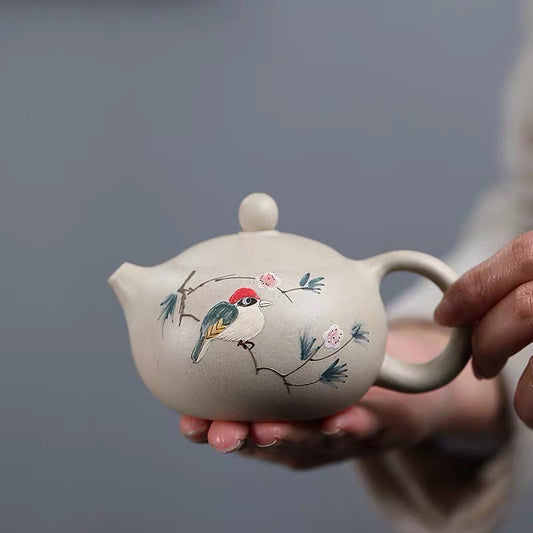 Yixing purple clay pot handmade raw ore white jade section mud white jade Xi Shi teapot