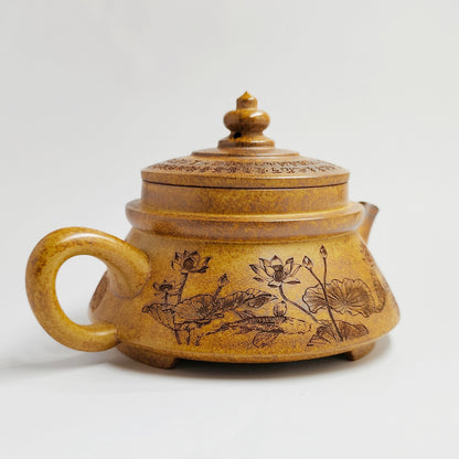 Three-footed Teapot with Lotus and Carp Symbolizing Auspiciousness