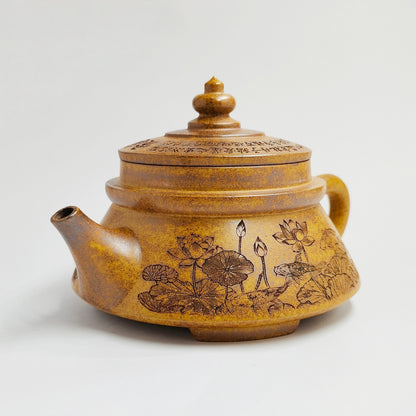 Three-footed Teapot with Lotus and Carp Symbolizing Auspiciousness
