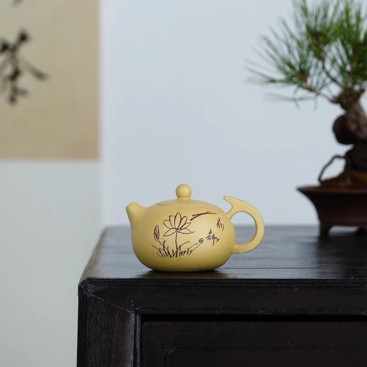 Yixing zishahu original ore section mud Xishihu pure hand carved Chinese kungfu tea.