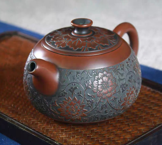 Hand-made flowery purple pottery