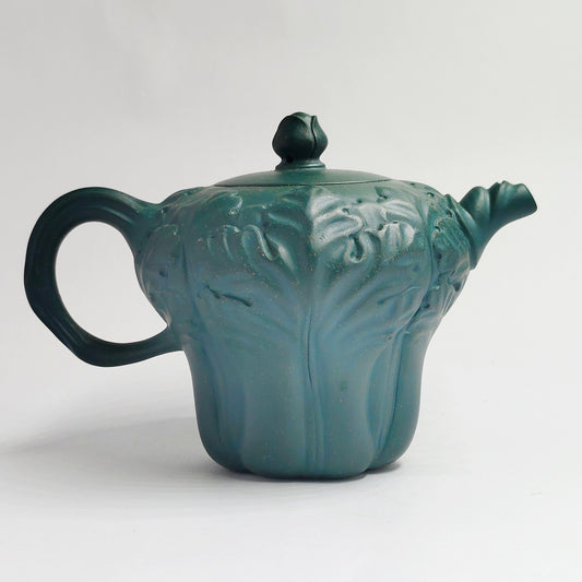 Green Clay Cabbage Floral Rhombus Teapot