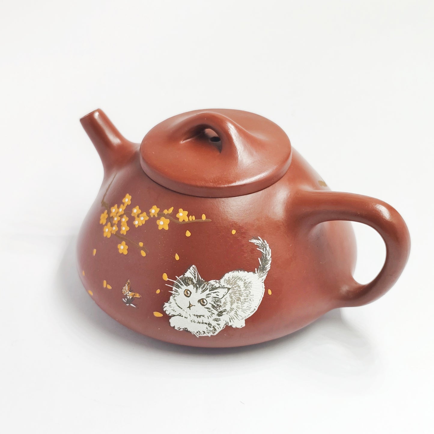 Shipiao Teapot with Plum Blossom Fragrance, Butterfly Play, and Cat’s Charm