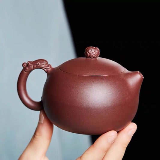 Yixing handmade purple clay pot dragon handle beauty pot