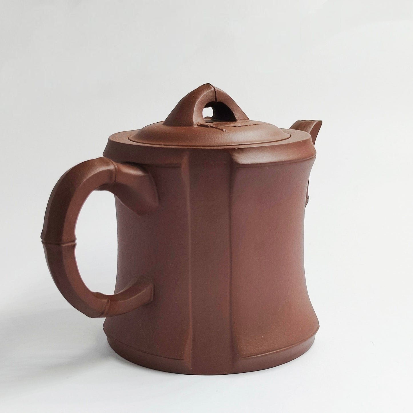 Purple Clay Bamboo Joint Square Bell Teapot