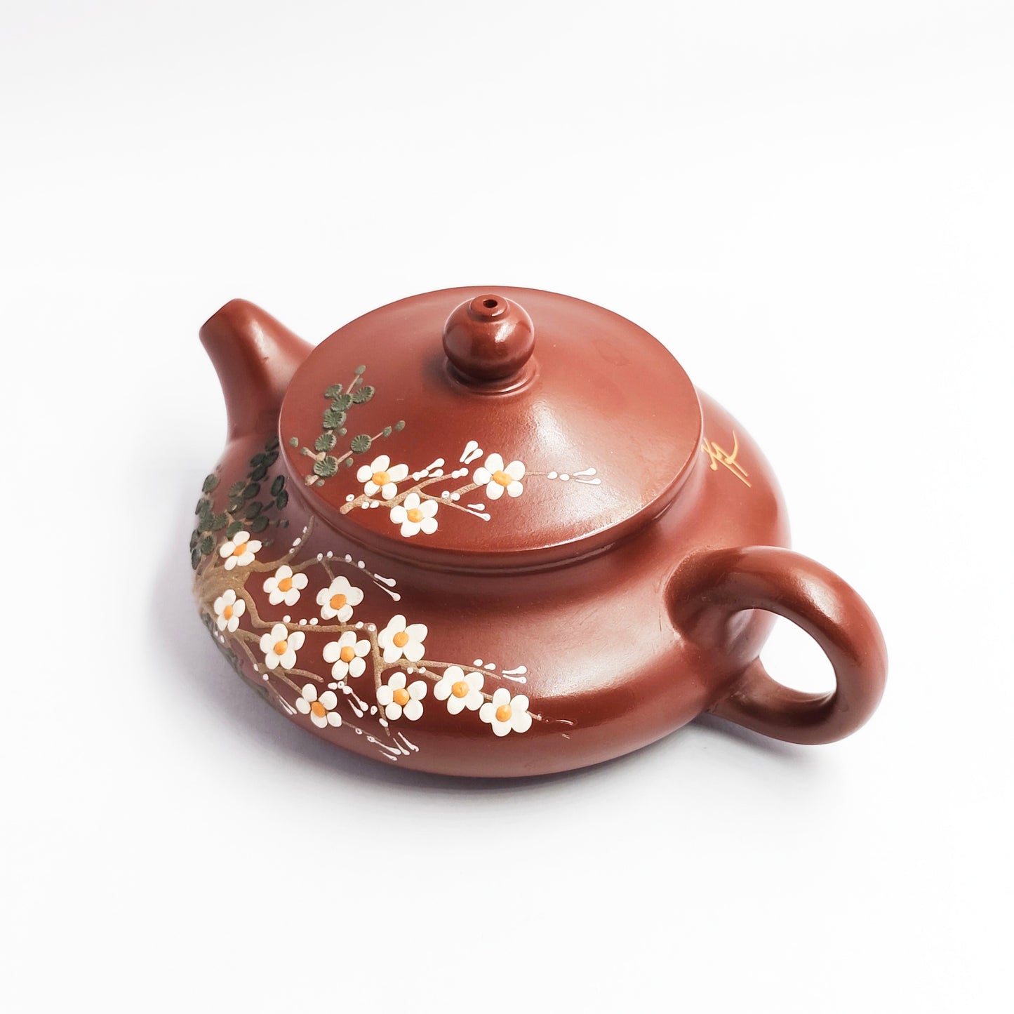 Red Zisha Fanggu Teapot-Plum Blossom's Lingering Shadow and Subtle Fragrance