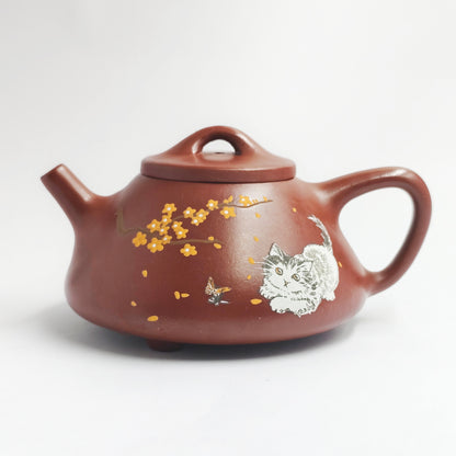 Shipiao Teapot with Plum Blossom Fragrance, Butterfly Play, and Cat’s Charm