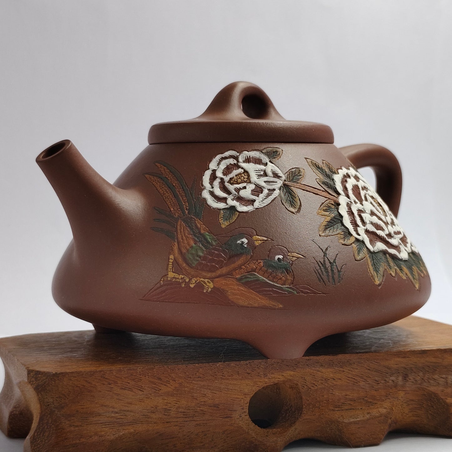 Zhou Wei Wang master handmade Shi Piao Peony teapot